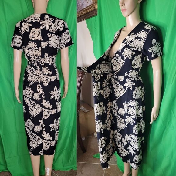 Vintage PASSPORTS OF PIER 1 IMPORTS Wrap Midi Dress - Picture 4 of 10